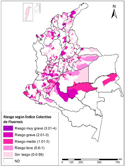 Distribucin municipal del ndice Colectivo de Fluorosis Dental Colombia 2012 – 2018