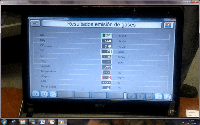 Valores que se registran en el software.