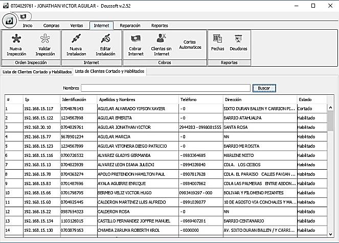 Presentación del software de administración de instalación de internet