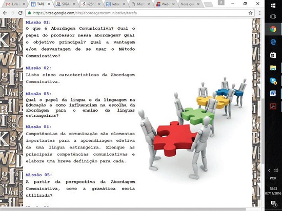 PrintScreen de tela da Internet – Abordagem Comunicativa: Tarefa