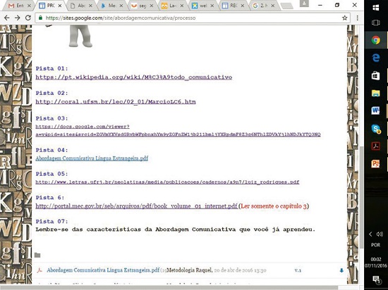 PrintScreen de tela da Internet – Abordagem Comunicativa: Processo.