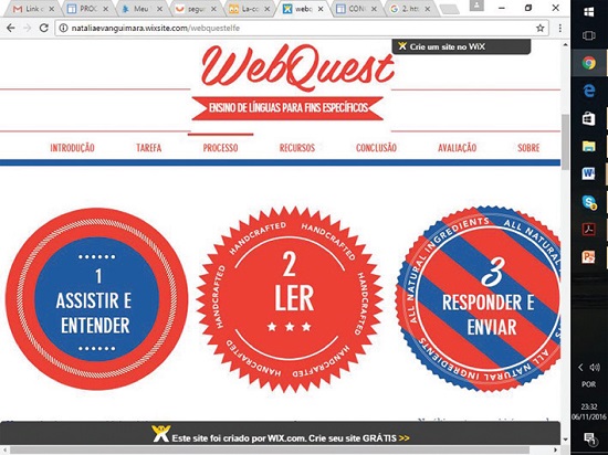PrintScreen de tela: Ensino de Línguas para Fins Específicos.