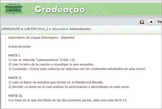 Visualização da Autoevaluación na Plataforma Moodle