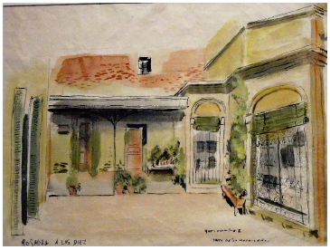 Croqui de Gori Muñoz para o filme Rosaura a las diez (1958) dirigida por Mario Soffici.