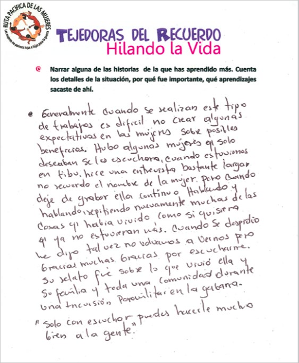 Bit&aacute;cora Tejedoras de la verdad.