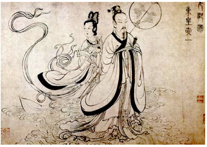 Zhang Wo, Emperador Tai Yi, detalle de rollo de mano, siglo XII, tinta sobre papel, 28 &times; 41 cm, The Shanghai Museum of Art