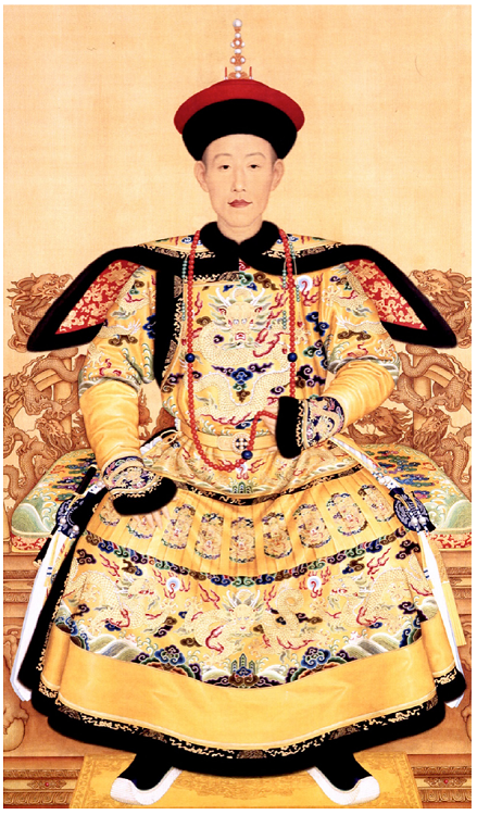 Atribuido a Giuseppe Castiglione (Lang Shining), Retrato de Qianlong, 1735 o 1736, rollo vertical, tinta y color en seda, The Palace Museum, Beijing