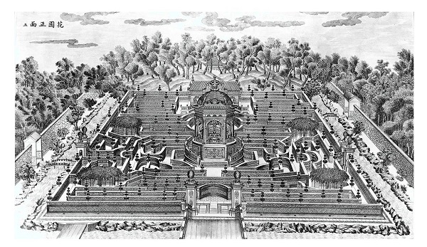 El Laberinto. Grabado n&uacute;m. 5 de Yi Lantai. Biblioteca Nacional de Francia, Par&iacute;s.