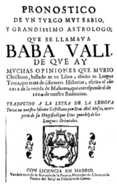 Portada de la traducci&oacute;n del turco al castellano por Abel Messi de un Pron&oacute;stico impreso en Madrid, 1689?