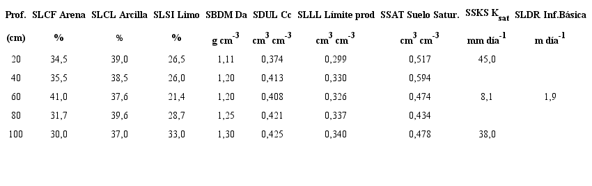 Caracter&iacute;sticas hidrof&iacute;sicas del suelo Ferral&iacute;ticos Rojos t&iacute;picos (Cid et al., 2011)