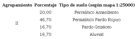Principales tipos de suelo dentro del Agrupamiento 2.