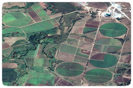 rea de riego con mquinas de pivote. 