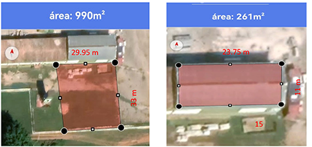 Dimensiones de la nave y el rea exterior.