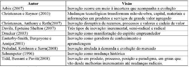 Vis&otilde;es sobre inova&ccedil;&atilde;o. 