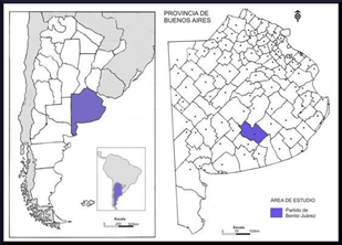 Ubicacin del partido de Benito Jurez, Argentina.