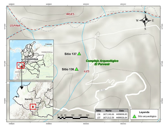 Ubicacin del Complejo Arqueolgico El Porvenir (Nario, sur de Colombia).