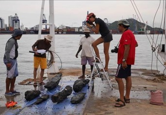 Documentaci�n fotogr�fica de las maderas del naufragio Manzanillo antes de su relocalizaci�n