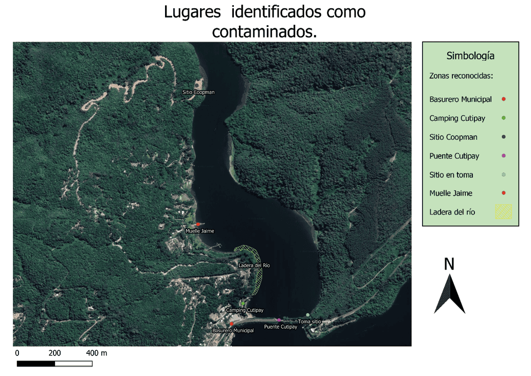 Lugares identificados como contaminados en Cutipay