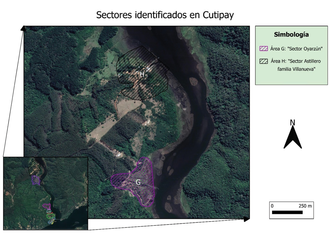 Sectores residenciales identificados en Cutipay, parte 1