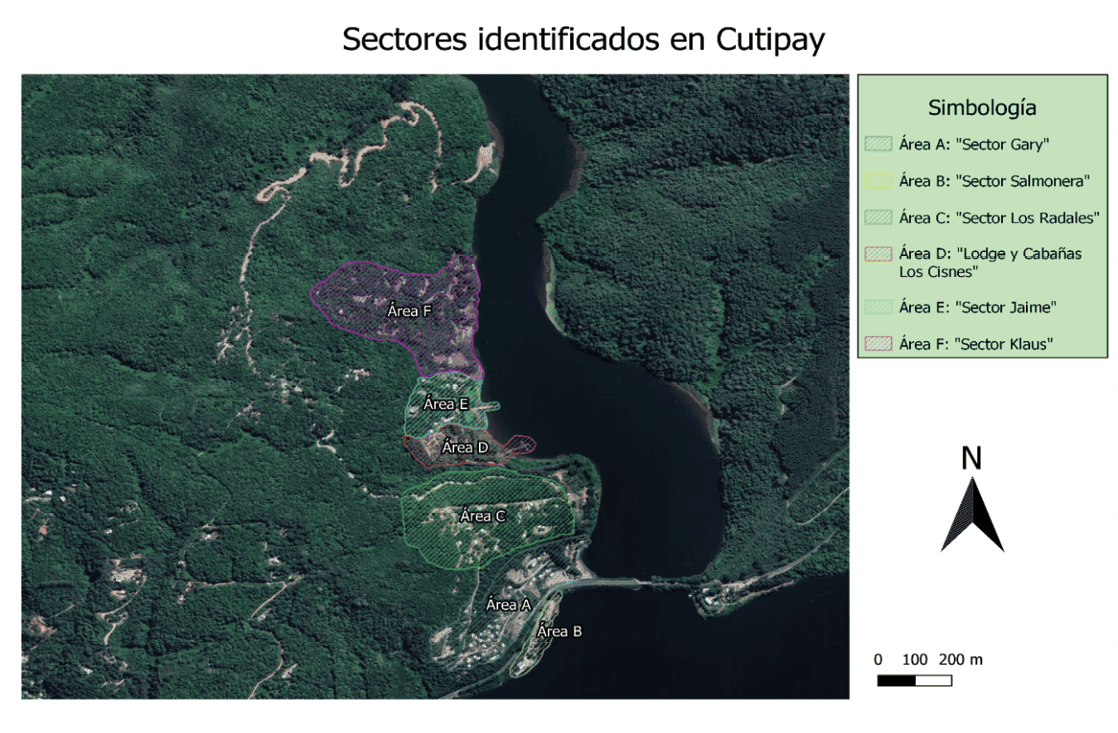 Sectores residenciales identificados en Cutipay, parte 2.
