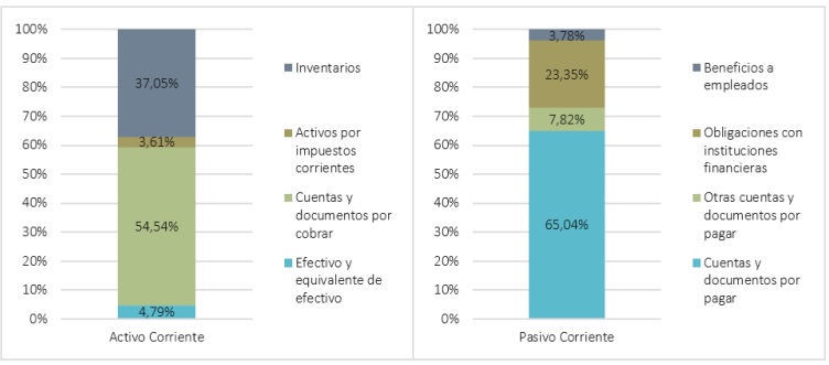 Estructura del activo y pasivo corriente periodo 2018
