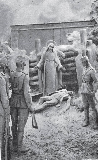 Litograf&iacute;a (postal). Pro con Cristo. Fuente: Archivo Hist&oacute;rico de la Casa de Cultura de Aguascalientes (AHICA).