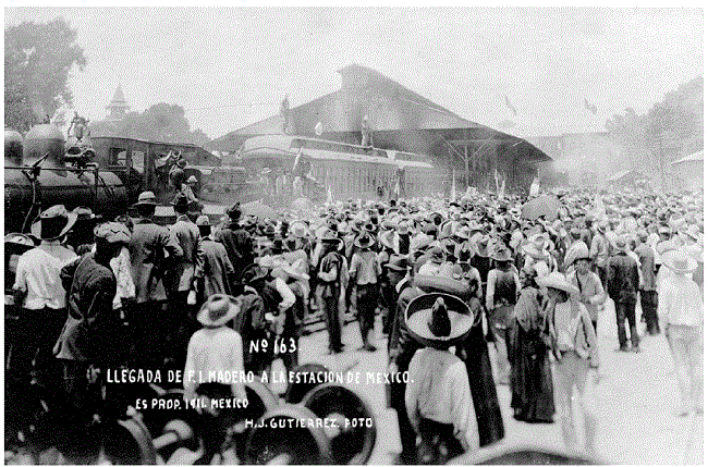 “Llegada de Francisco I. Madero a la estación de México”.