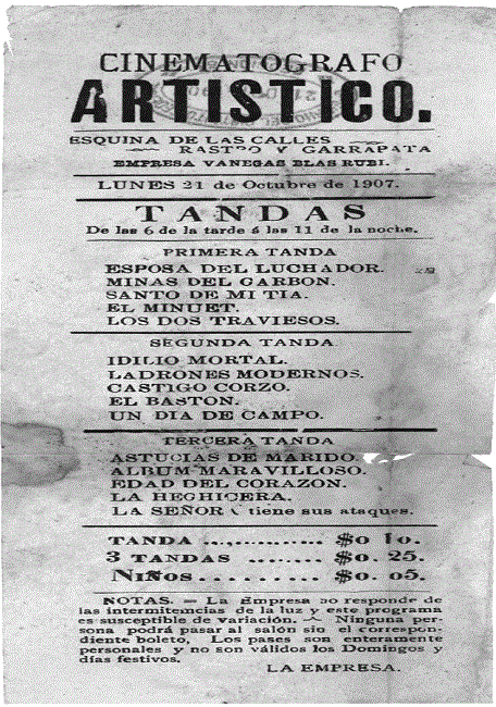“Cartelera de la empresa Venegas Blas Rubí”, hoja suelta [México1913]. 