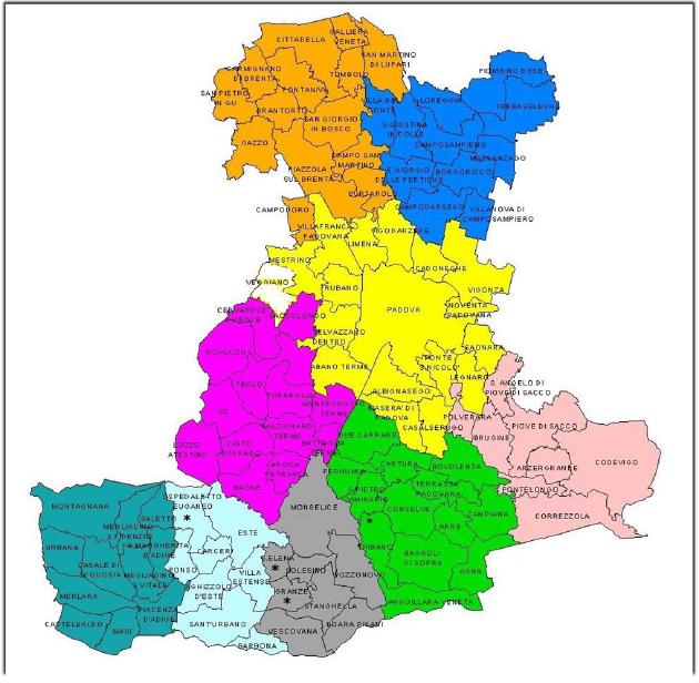 Mapa da regio de Pdua