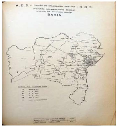 Distribuio da esquistossomose na Bahia, 1950