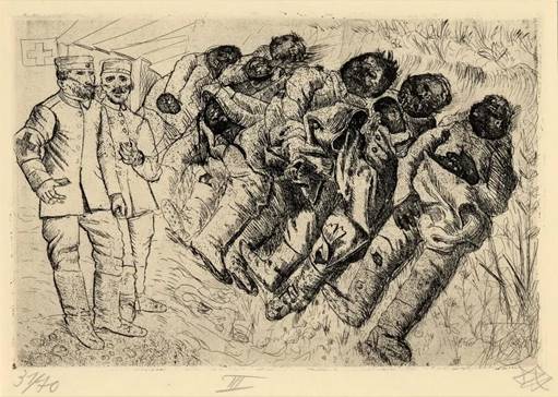 Otto Dix: Gas victims o Gastote (1916). Grabado sobre metal impreso en papel