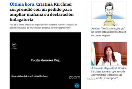 Captura de pantalla del Diario La Nación del día 22 de agosto de 2022