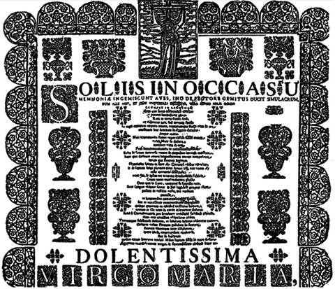 Parte superior del actillo para defender una tesis de Licenciatura en Teolog&iacute;a, 1720. Reproducida por Francisco de la Maza 1944, p. 40 (Ilustraci&oacute;n 16).