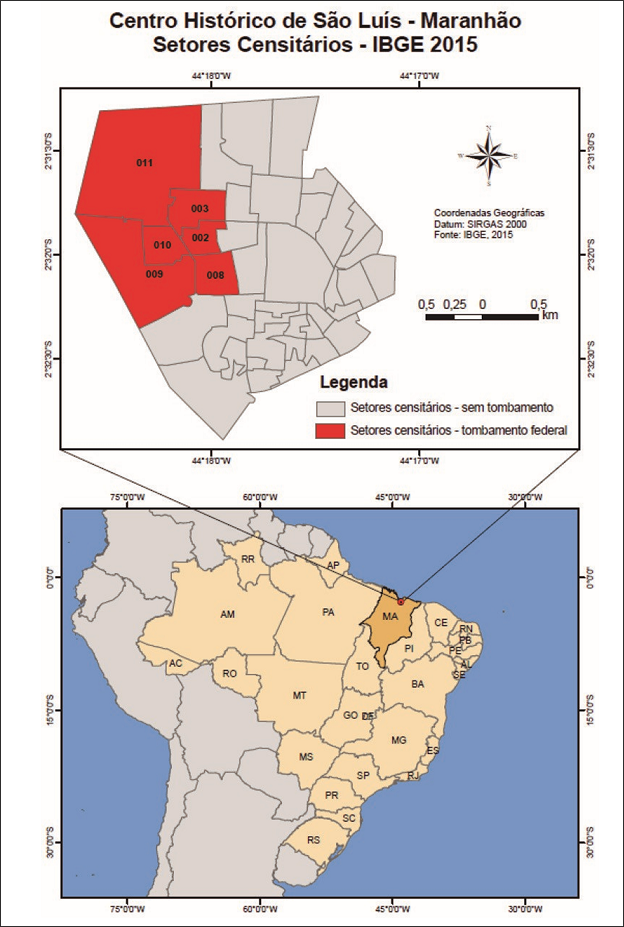 Mapa de localiza&ccedil;&atilde;o dos setores censit&aacute;rios.