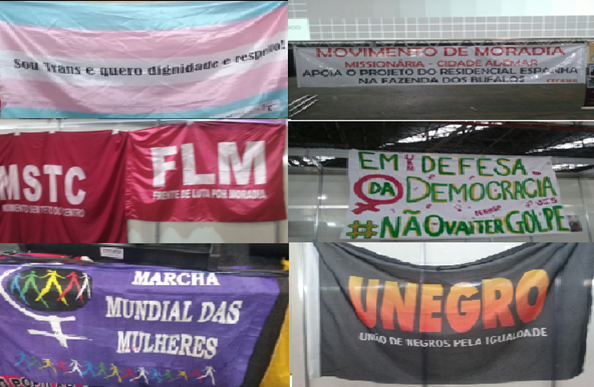 Bandeiras de movimentos e organizaes presentes