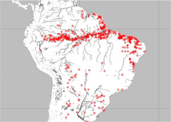 Os pontos georreferenciados divididos por s&eacute;culo - XVII