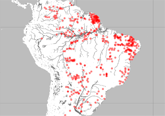 Os pontos georreferenciados divididos por s&eacute;culo - XVIII