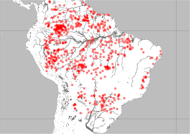 Os pontos georreferenciados divididos por s&eacute;culo - XX