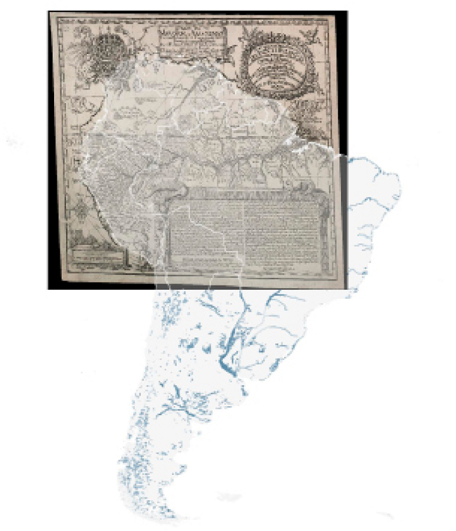 Mapa de Samuel Fritz no processo de georreferenciamento