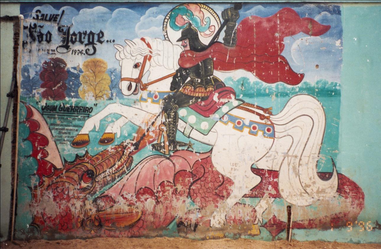 Mural de S�o Jorge/Ogum na Quadra de Areia, Favela de Acari