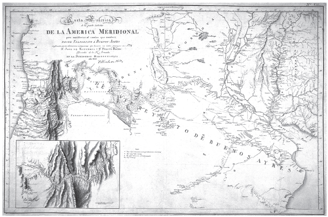 Carta esf&eacute;rica de la Am&eacute;rica Meridional. Museo Naval, Madrid.