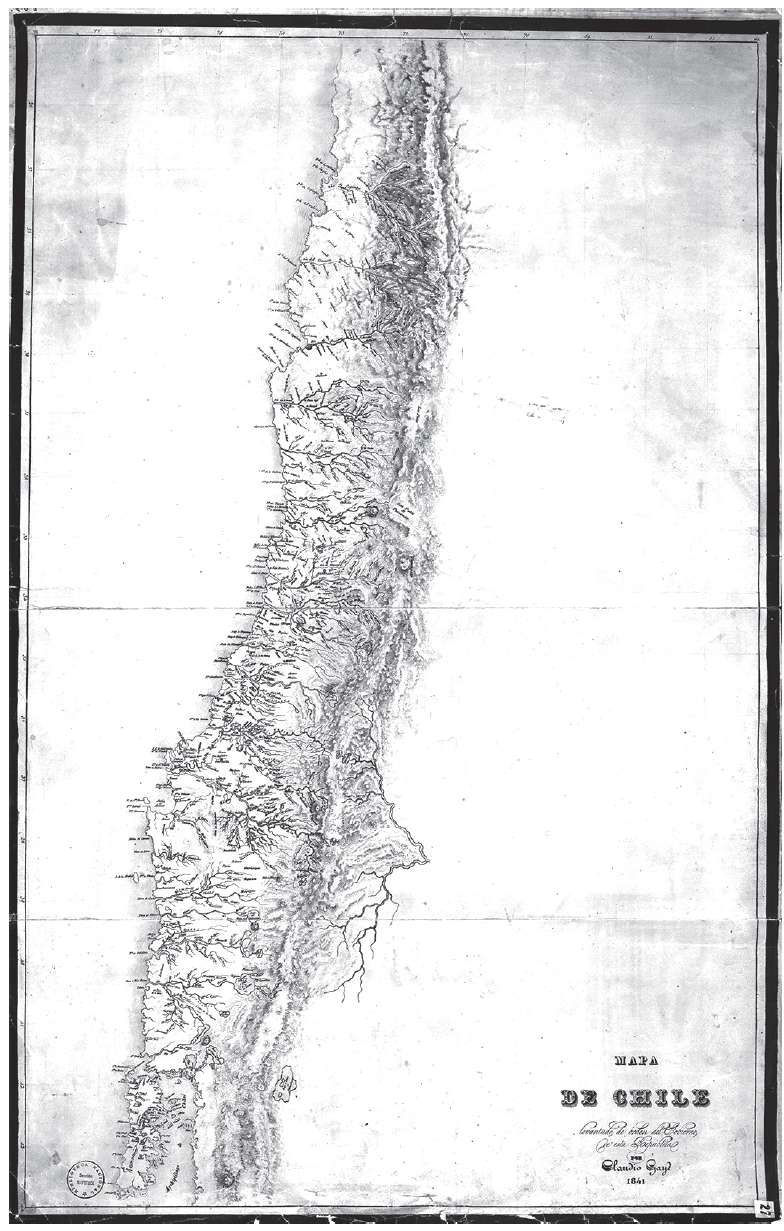 Mapa de Chile de Claudio Gay. 1841. Biblioteca Nacional de Chile. 