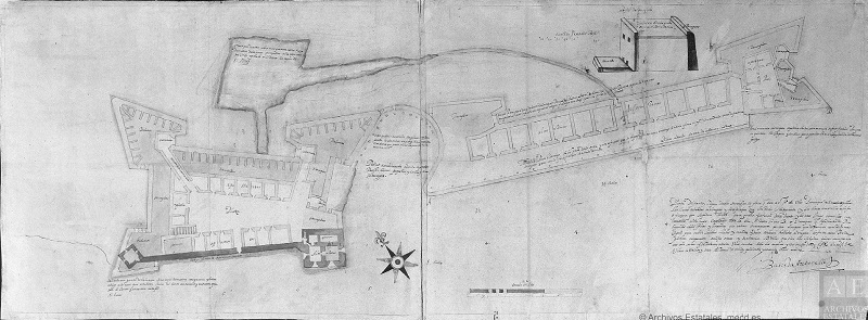 Planta del fuerte de San Juan de Ulúa con las mejoras y ampliaciones proyectadas por Bautista Antonelli. AGI, 
							Mexico, 35.
						