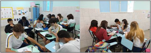 Resolução da folha de atividades pelos participantes dos grupos Hexa, Federal e Esquadrão da Matemática