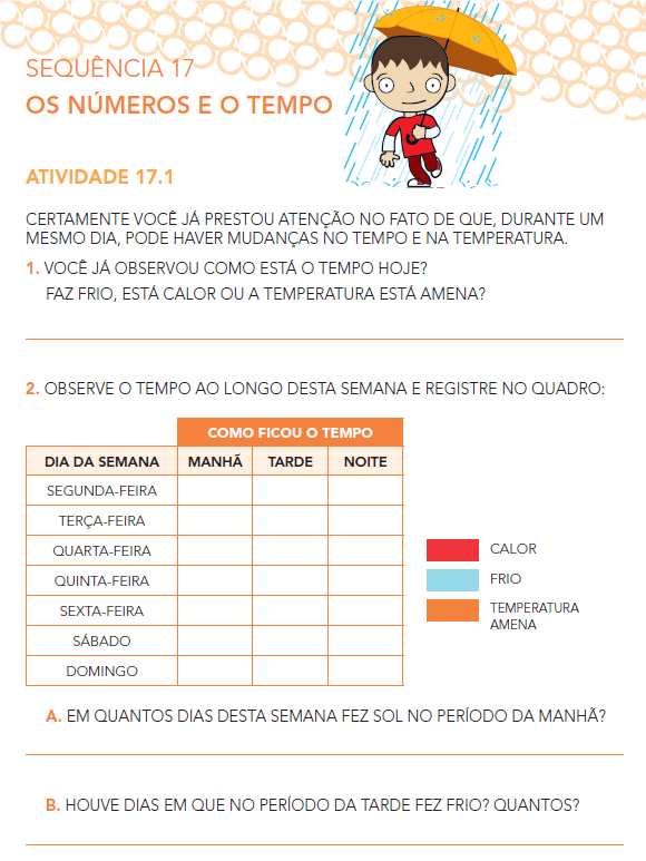 Exemplo de atividade do 1&ordm; ano que envolve a compara&ccedil;&atilde;o de dados a longo prazo