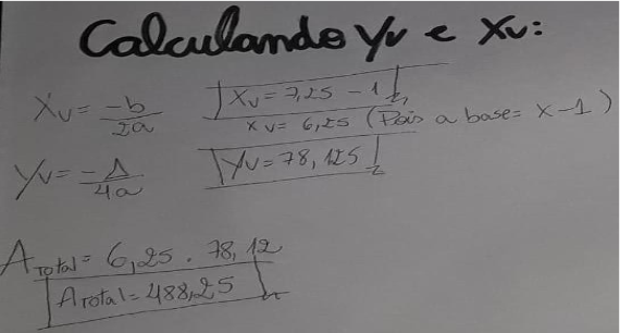 Cálculo da área máxima por G5