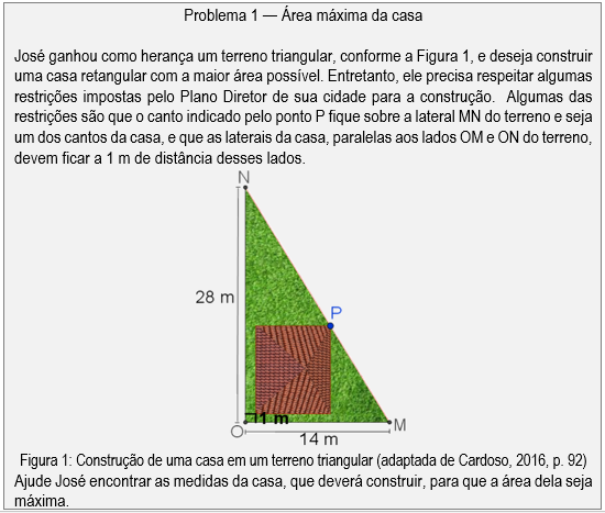 Atividade aplicada a turma do Ensino Superior — Problema 1 Área da Casa