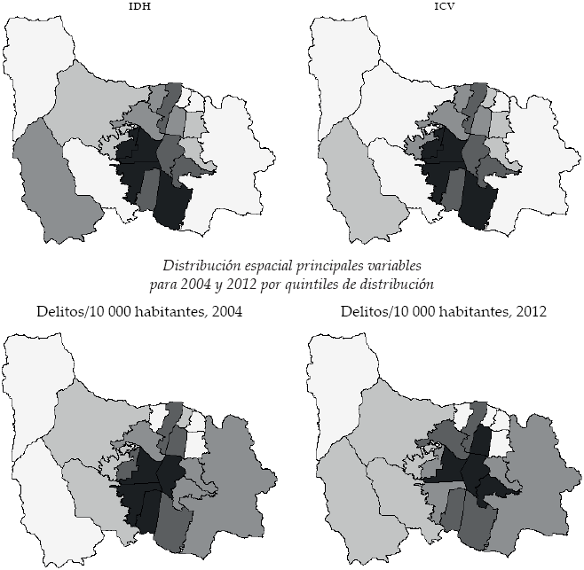 Variables socioeconómicas por comunas, 2004 y 2012 