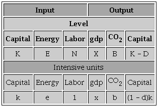 The input-output production process