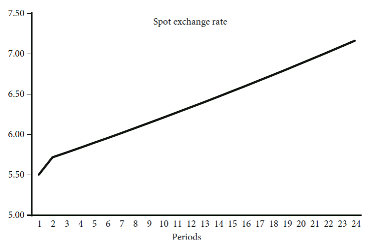 Simulated exchange rate devaluation process